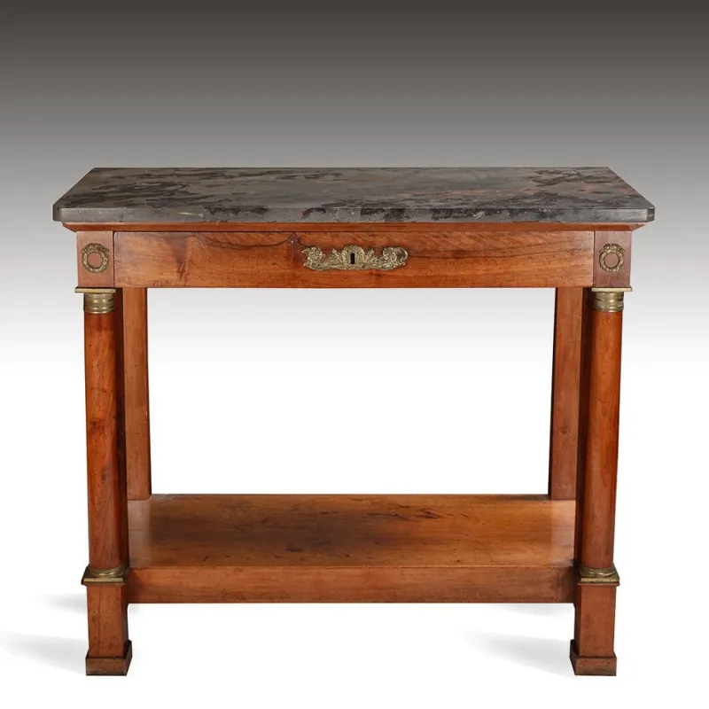 Pamono French Console Table in Walnut and Marble