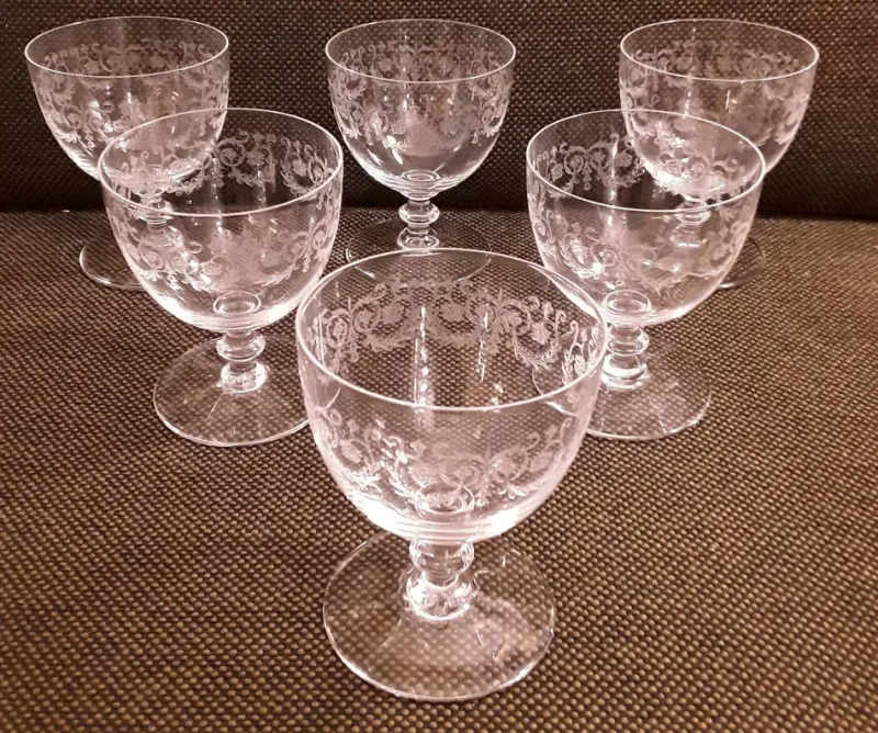 Online Pamono French Crystal Glass Wine Glasses from Baccarat, 1970s, Set of 6