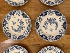 Pamono French Deep Plates with Blue Delft Decor from Gien, Set of 6> Dinner Plates & Bowls