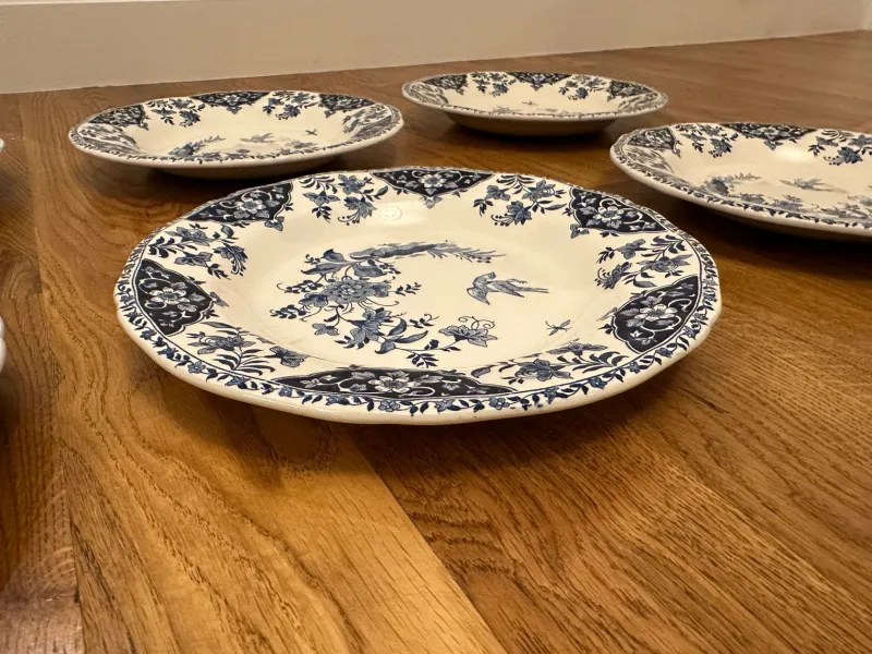 Pamono French Deep Plates with Blue Delft Decor from Gien, Set of 6> Dinner Plates & Bowls