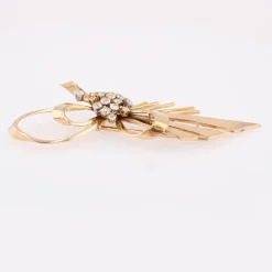 Online Pamono French Diamonds 18 Karat Rose Gold Bow Brooch, 1960s