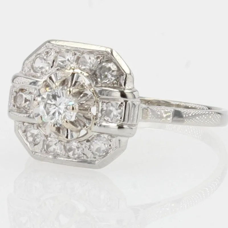 Online Pamono French Diamonds 18 Karat White Gold Art Deco Ring, 1930s