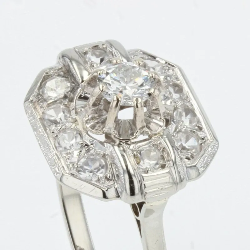 Online Pamono French Diamonds 18 Karat White Gold Art Deco Ring, 1930s