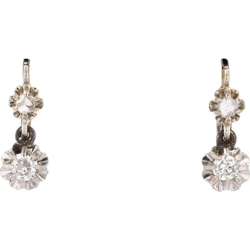 Pamono French Diamonds 18 Karat White Gold Lever Back Earrings, Set of 2> Earrings