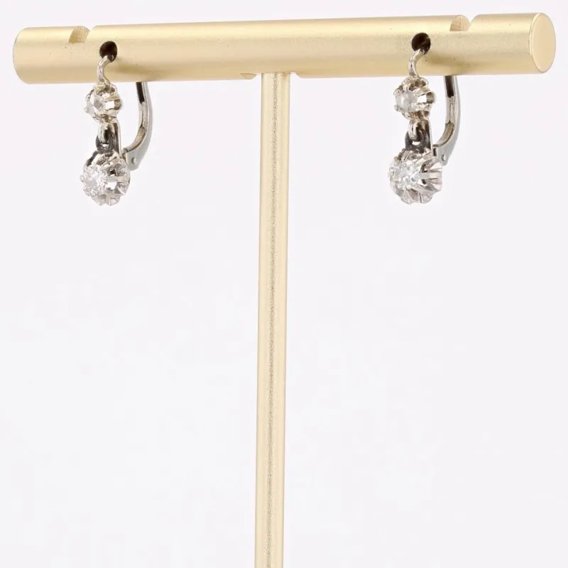 Pamono French Diamonds 18 Karat White Gold Lever Back Earrings, Set of 2> Earrings