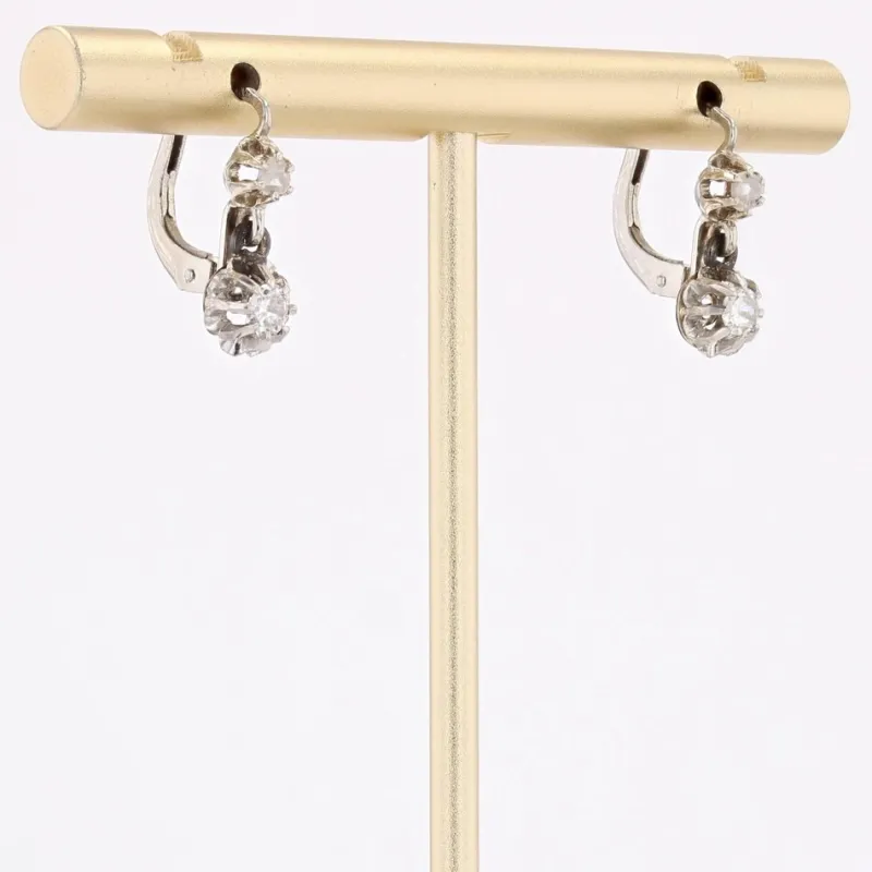 Pamono French Diamonds 18 Karat White Gold Lever Back Earrings, Set of 2> Earrings