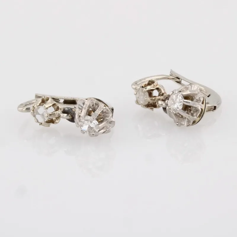 Pamono French Diamonds 18 Karat White Gold Lever Back Earrings, Set of 2> Earrings