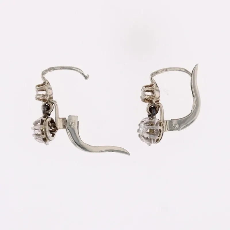 Pamono French Diamonds 18 Karat White Gold Lever Back Earrings, Set of 2> Earrings