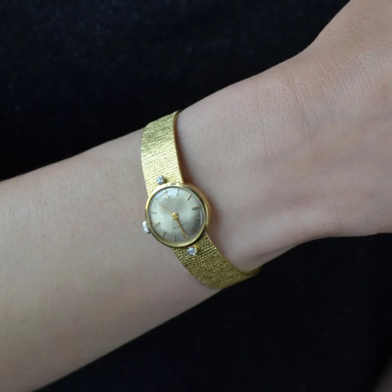 Pamono French Diamonds 18 Karat Yellow Gold Eviana Women Watch, 1960s