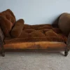 Pamono French Distressed Leather Adjustable Loveseat or Daybed, 1900s> Daybeds & Chaises Lounges