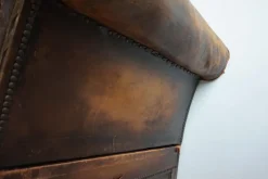 Pamono French Distressed Leather Adjustable Loveseat or Daybed, 1900s><noscript><img width=