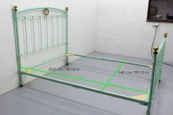 Pamono French Double Bed in Metal and Brass, 1890s><noscript><img width=