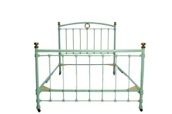 Pamono French Double Bed in Metal and Brass, 1890s><noscript><img width=