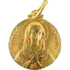 Pamono French Dropsy Virgo Gloriosa Virgin Mary Medal Pendant in18 Karat Yellow Gold, 1920s> Necklaces