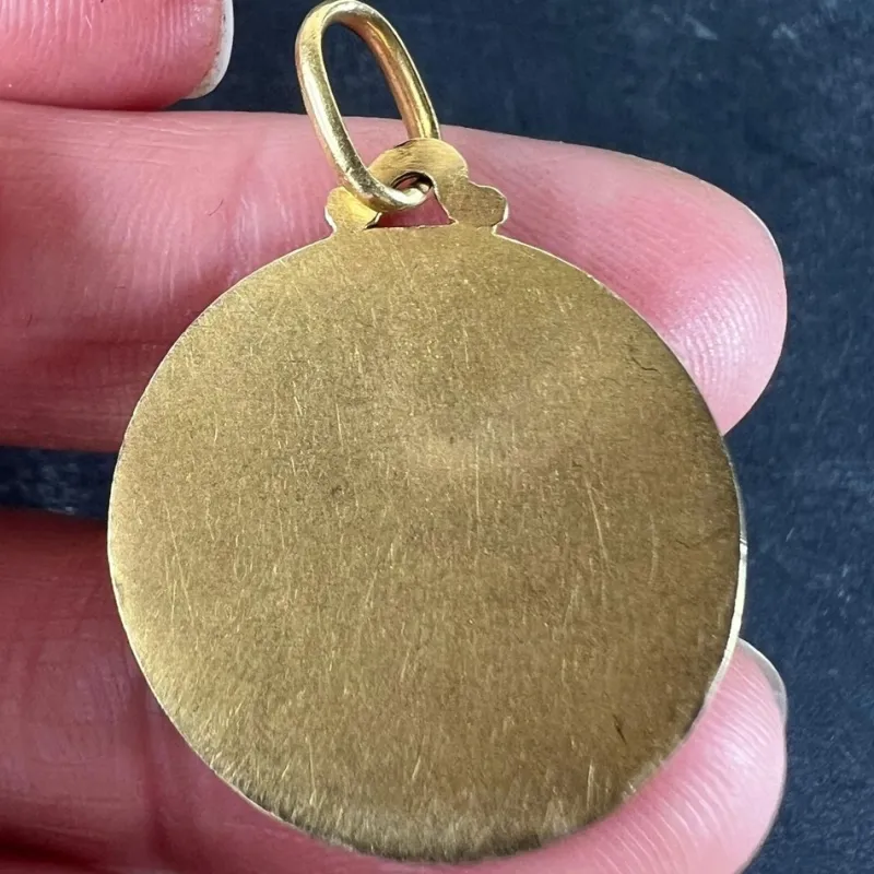 Pamono French Dropsy Virgo Gloriosa Virgin Mary Medal Pendant in18 Karat Yellow Gold, 1920s> Necklaces