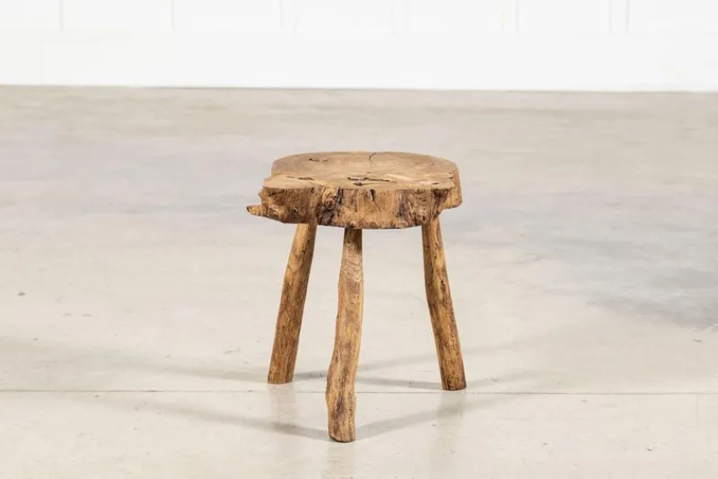 Hot Pamono French Elm Side Table, 1900