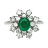 New Pamono French Emerald Diamonds 18 Karat White Gold Cocktail Ring, 1970s