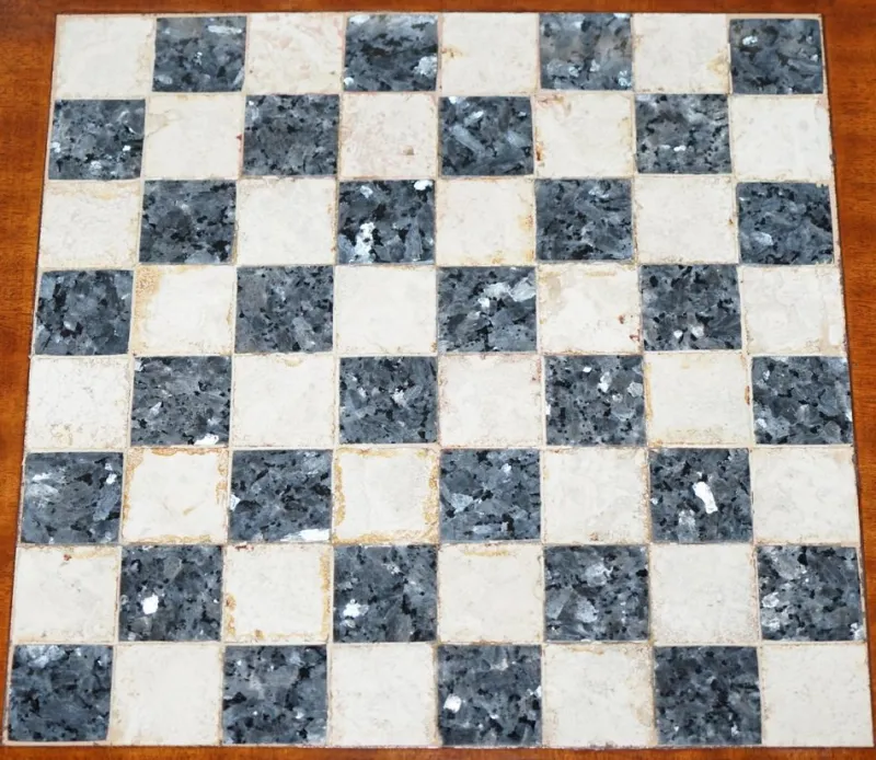 Pamono French Empire Hardwood Chess Table in Marble & Ormolu, 1900s> Game Tables