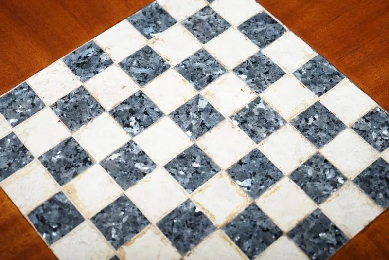 Pamono French Empire Hardwood Chess Table in Marble & Ormolu, 1900s> Game Tables