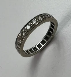 Hot Pamono French Eternity Ring in 14 Karat with Diamonds, 1930s