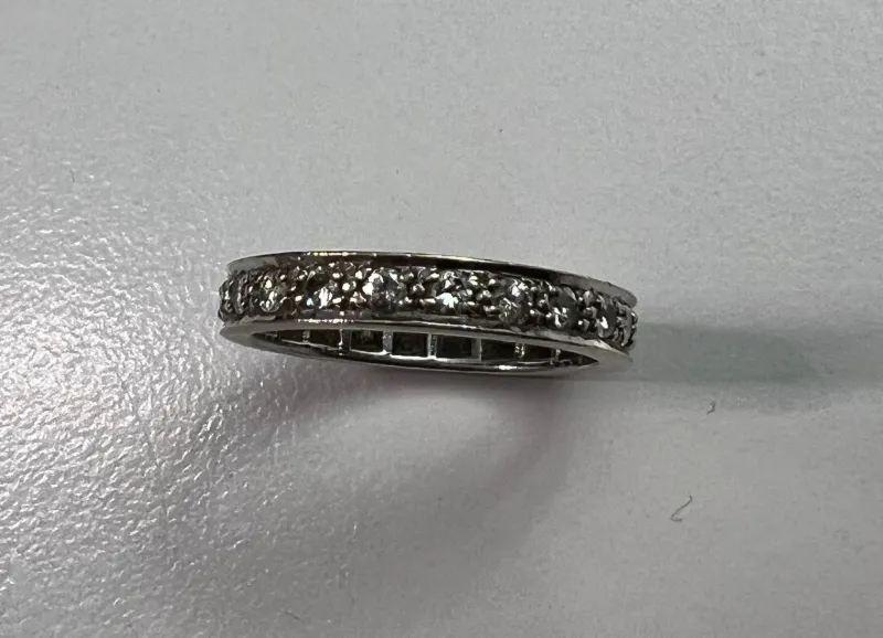 Hot Pamono French Eternity Ring in 14 Karat with Diamonds, 1930s