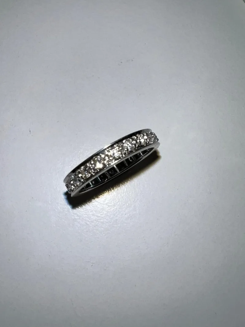 Hot Pamono French Eternity Ring in 14 Karat with Diamonds, 1930s