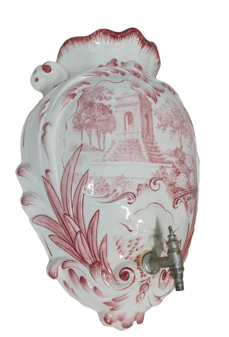 Pamono French Faience Wall Fountain, 19th Century> Garden Accessories