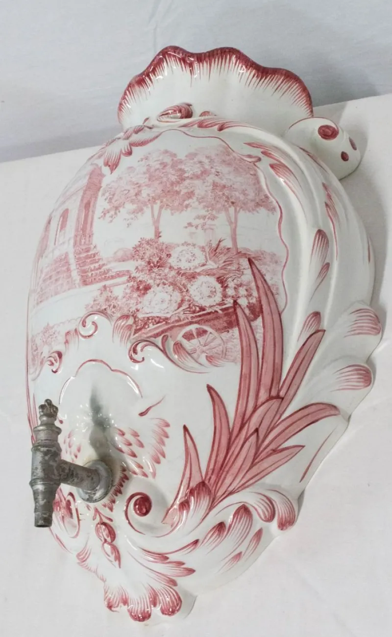 Pamono French Faience Wall Fountain, 19th Century> Garden Accessories