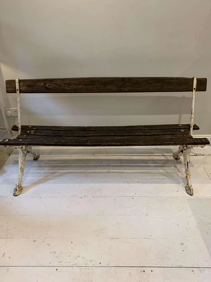 Hot Pamono French Faux Bois Cast Iron Garden Bench, 1990s