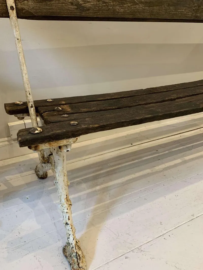 Hot Pamono French Faux Bois Cast Iron Garden Bench, 1990s