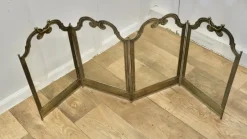 Pamono French 4-Fold Brass Fire Guard, 1890s><noscript><img width=
