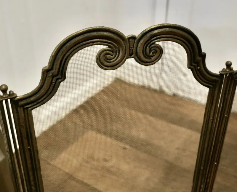 Pamono French 4-Fold Brass Fire Guard, 1890s> Fireplaces And Mantels