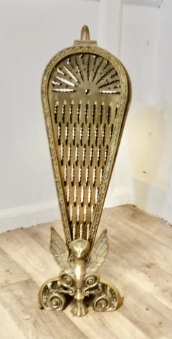 Pamono French Folding Brass Fan Fire Screen, 1890s><noscript><img width=
