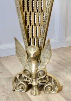 Pamono French Folding Brass Fan Fire Screen, 1890s><noscript><img width=