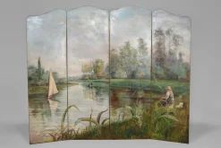 Pamono French Folding Screen by Charles Frechon, 1894> Room Dividers & Screens