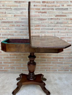 Discount Pamono French Fold-Over Game Table in Walnut, 1920