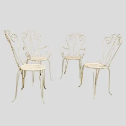 Pamono French Garden Chairs and Round Table, 1950s, Set of 5><noscript><img width=