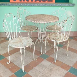 Pamono French Garden Table and Chairs in Iron, 1960s, Set of 5> Garden Tables