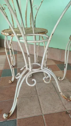 Pamono French Garden Table and Chairs in Iron, 1960s, Set of 5><noscript><img width=