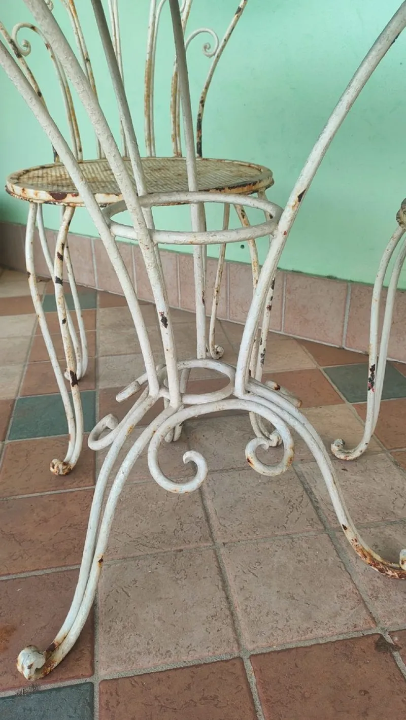 Pamono French Garden Table and Chairs in Iron, 1960s, Set of 5> Garden Tables