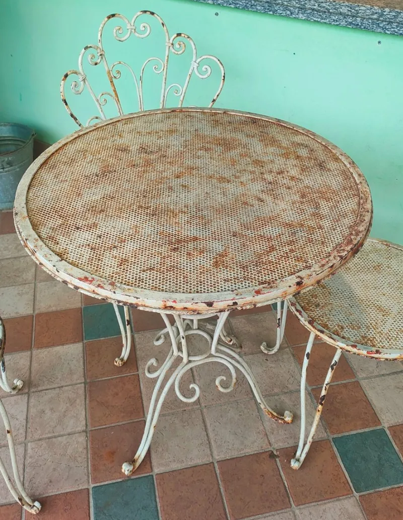 Pamono French Garden Table and Chairs in Iron, 1960s, Set of 5> Garden Tables
