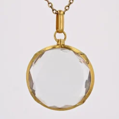 Pamono French Glass and 18 Karat Yellow Gold Locket Pendant, 20th Century><noscript><img width=