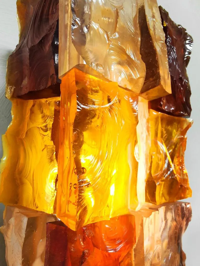Online Pamono French Glass Spicy Orange Wall Lights by Jean Simon Labret, 1970s, Set of 2
