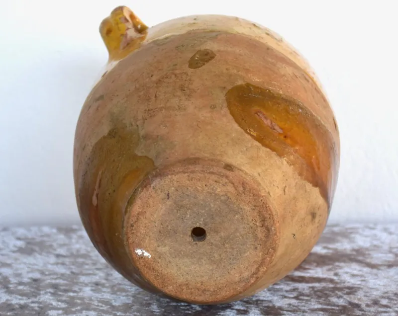 Pamono French Glazed Pottery Confit Pot, 1800s> Garden Accessories