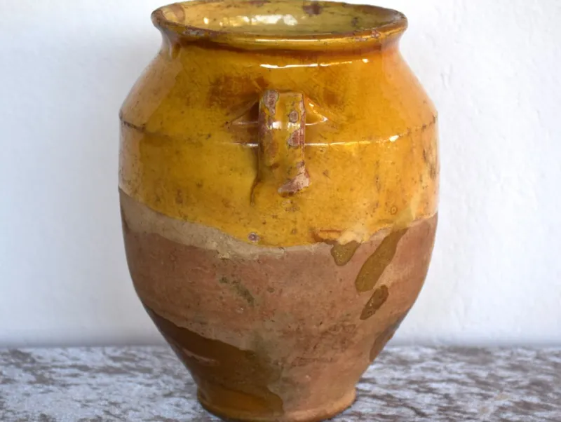 Pamono French Glazed Pottery Confit Pot, 1800s> Garden Accessories