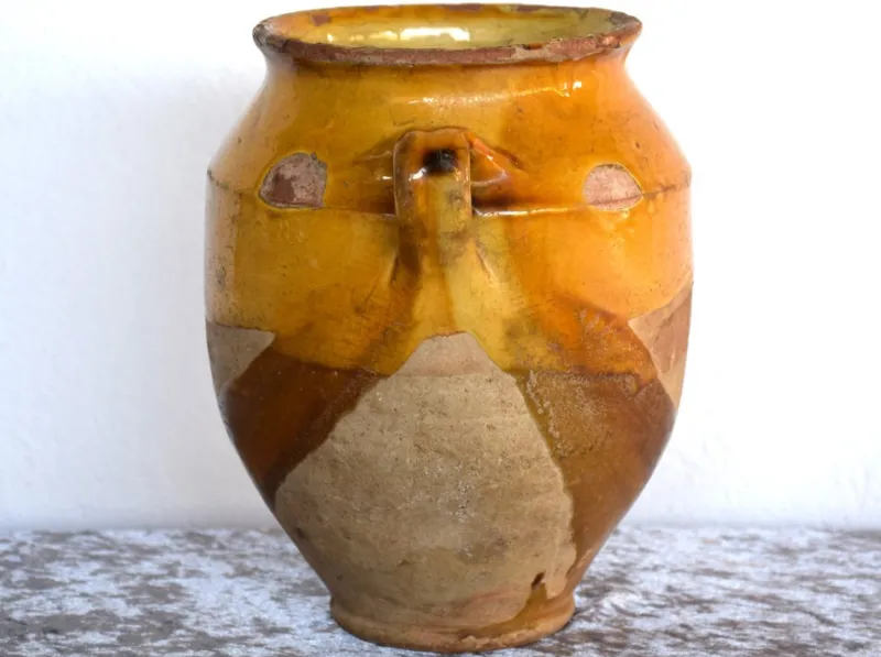 Pamono French Glazed Pottery Confit Pot, 1800s> Garden Accessories