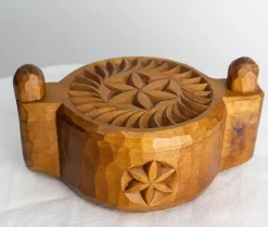 Pamono French Hand-Carved Salt Box in Cembro Pine, 1950><noscript><img width=