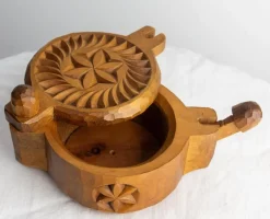 Pamono French Hand-Carved Salt Box in Cembro Pine, 1950><noscript><img width=