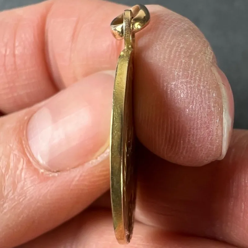 Pamono French Holy Communion 18k Yellow Gold Medal Pendant, 1890s> Necklaces