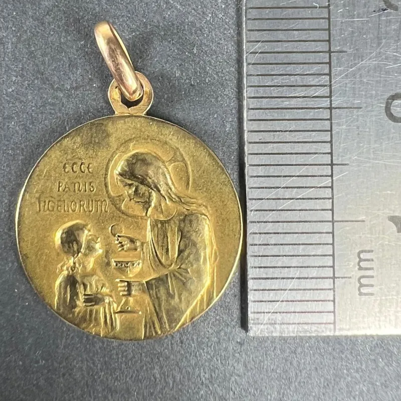 Pamono French Holy Communion 18k Yellow Gold Medal Pendant, 1890s> Necklaces